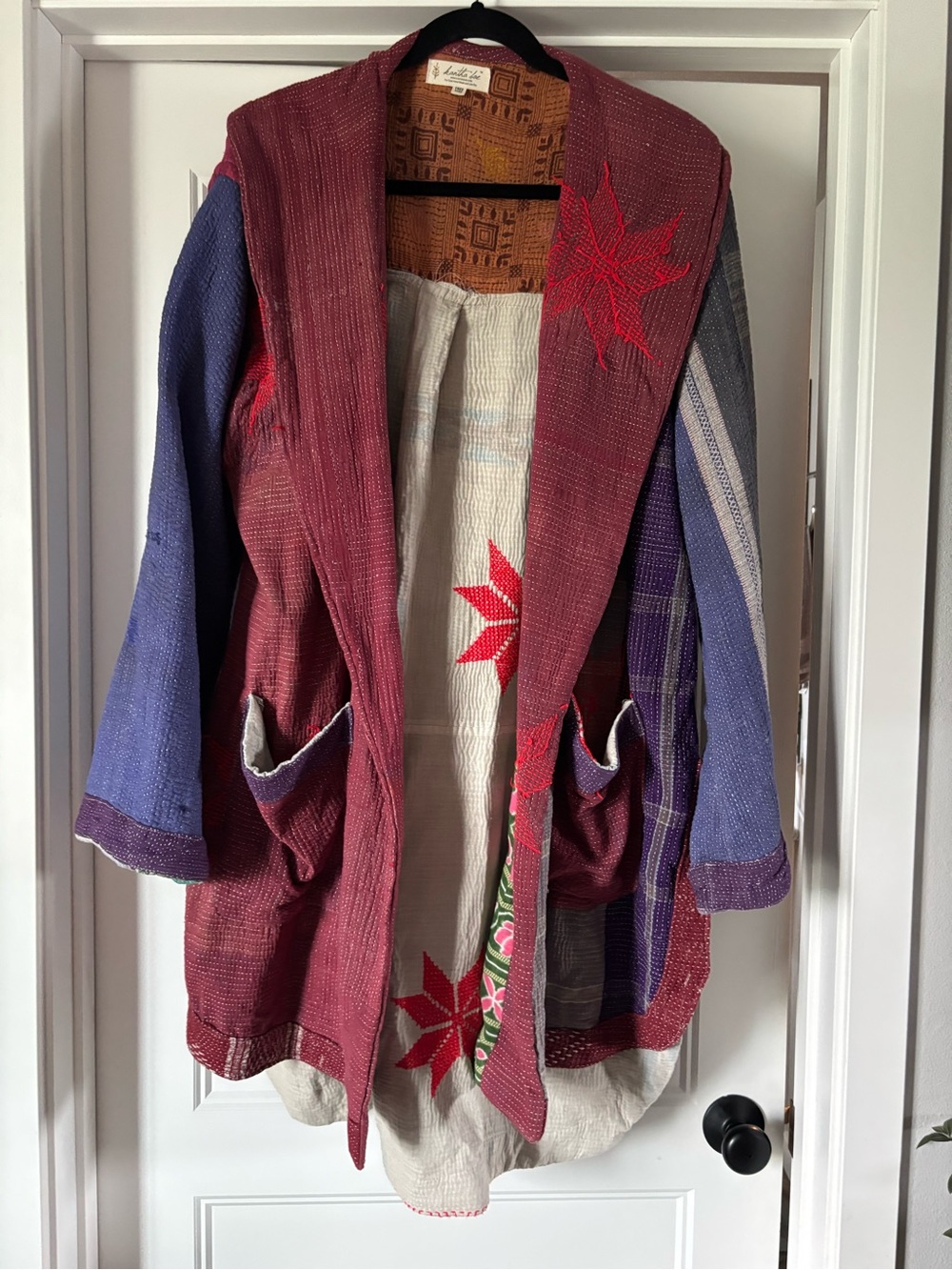 Kantha Bae Drifter Coat - Red & Purple